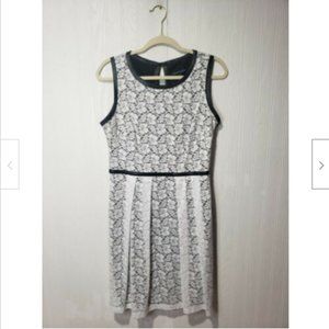 Cynthia Rowley Lace Faux Leather Trim Fit & Flare Dress